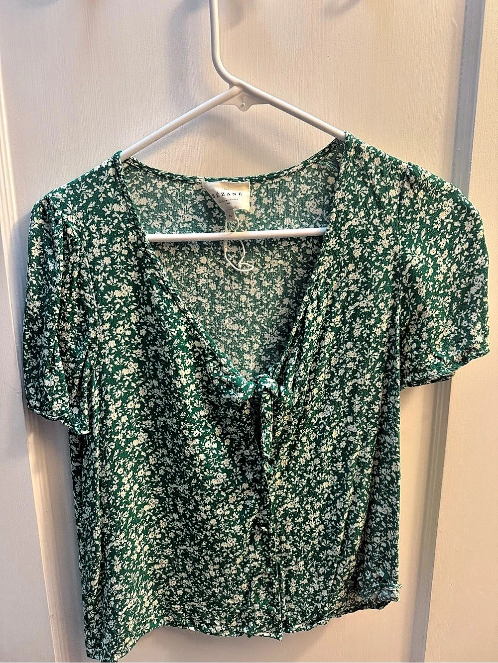 Sézane Eloine Blouse Floral Green & White